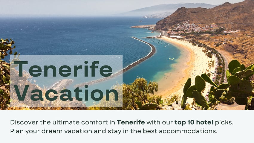 View above Playa de las Teresitas beach in Tenerife, blog banner for the post